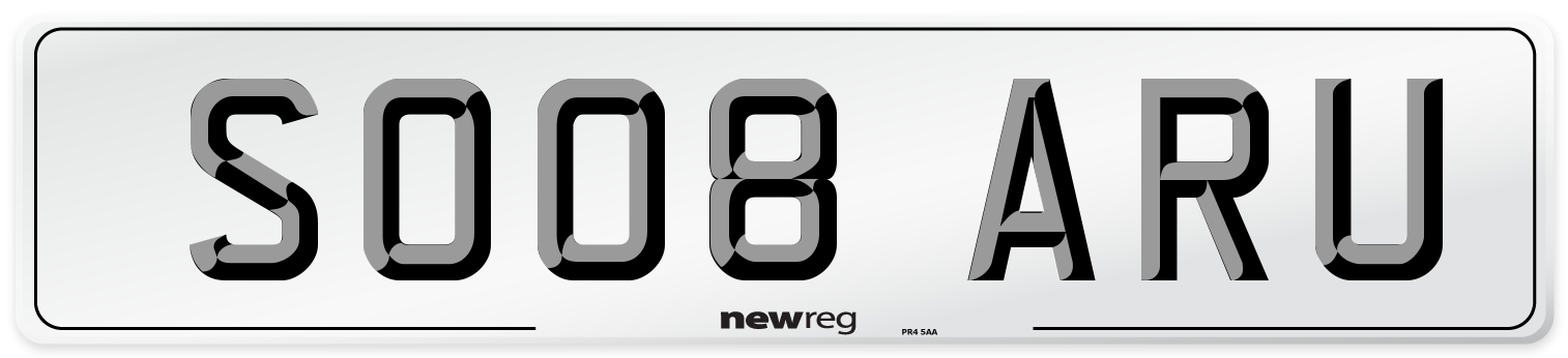 SO08 ARU Number Plate from New Reg